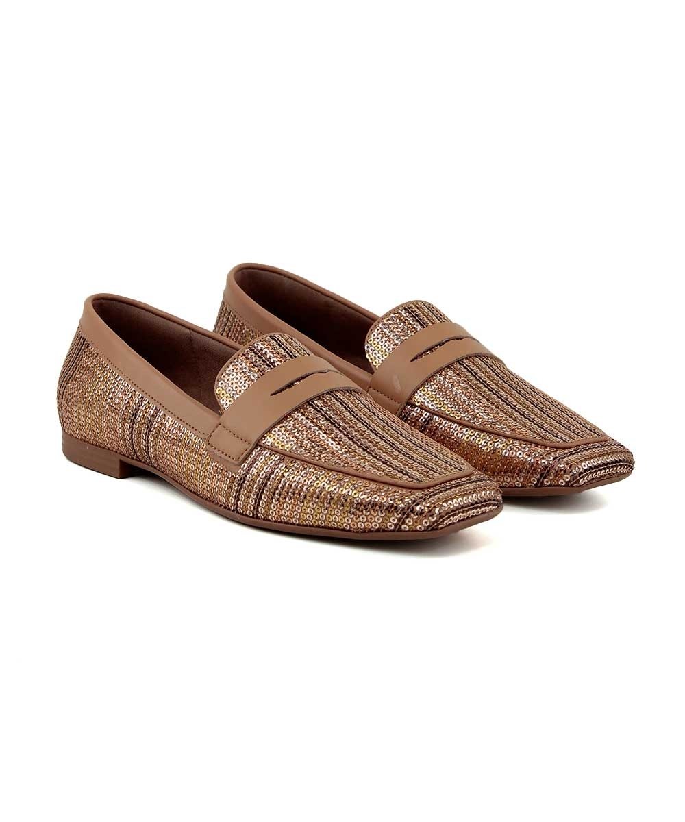 Mocassim Loafer Valentina Bico Quadrado Multicolor Bronze 4