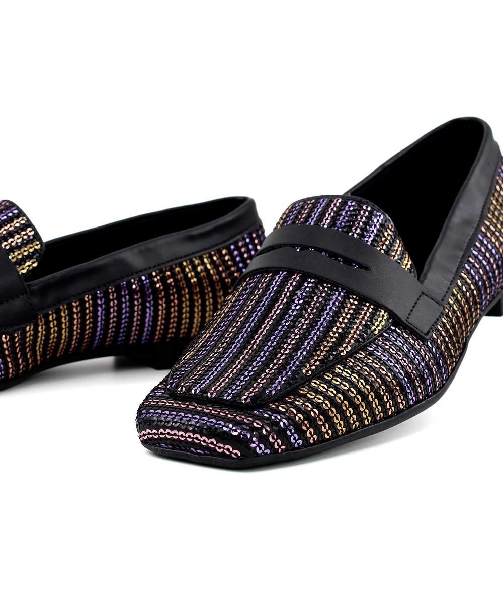 Mocassim Loafer Valentina Bico Quadrado Preto Preto 5