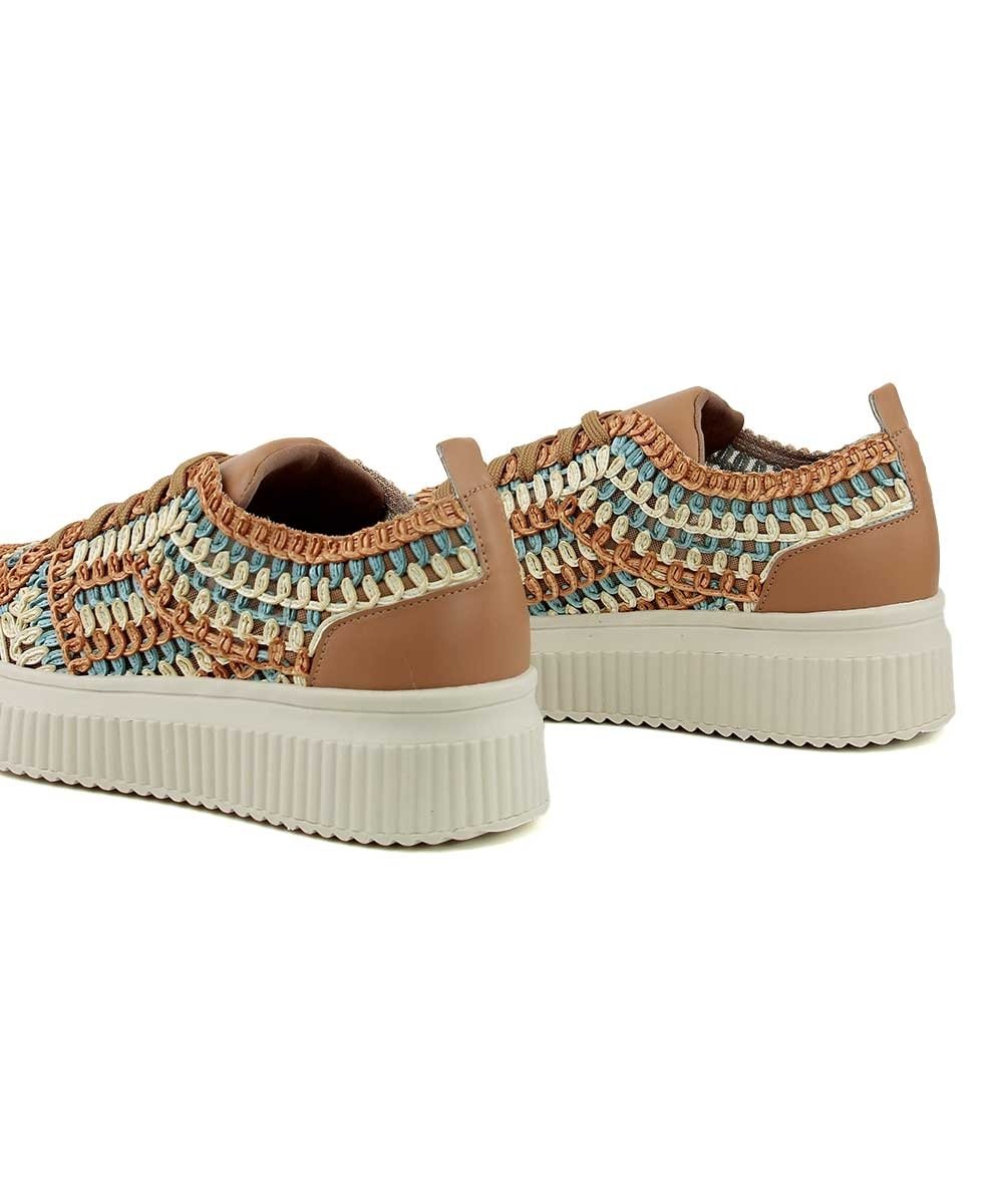 Tênis Feminino Valentina Casual Tramado Multicolor Bege 6
