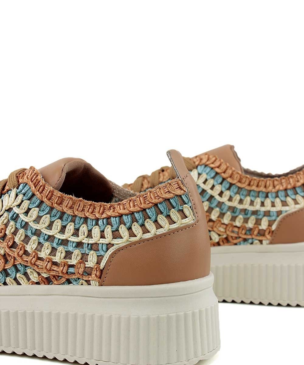 Tênis Feminino Valentina Casual Tramado Multicolor Bege 7