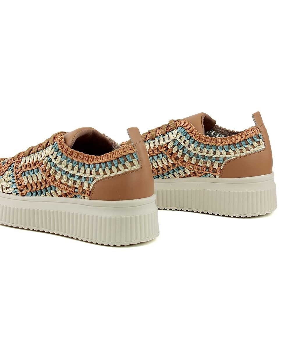 Tênis Feminino Valentina Casual Tramado Multicolor Bege 6