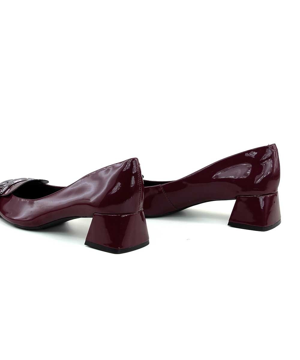 Scarpin Giulia Domna Salto Bloco Bordo Vinho 3