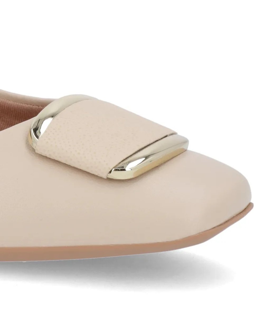 Sapato Scarpin Usaflex Salto Bloco Al4502 Couro Off White Bege 4