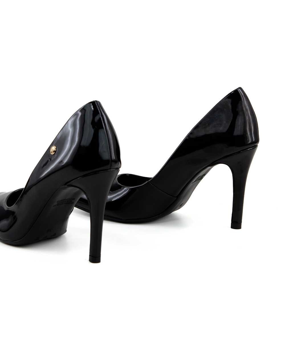Scarpin Bebecê Verniz Salto Alto Fino Preto Preto 4
