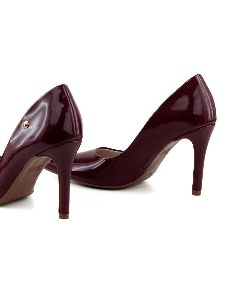 Scarpin Bebecê Verniz Salto Alto Fino Vinho Vermelho 4