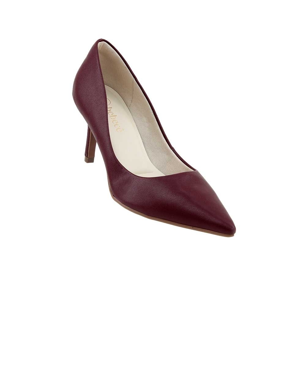 Scarpin Salto Médio Fino Bebecê Vinho Vinho 2