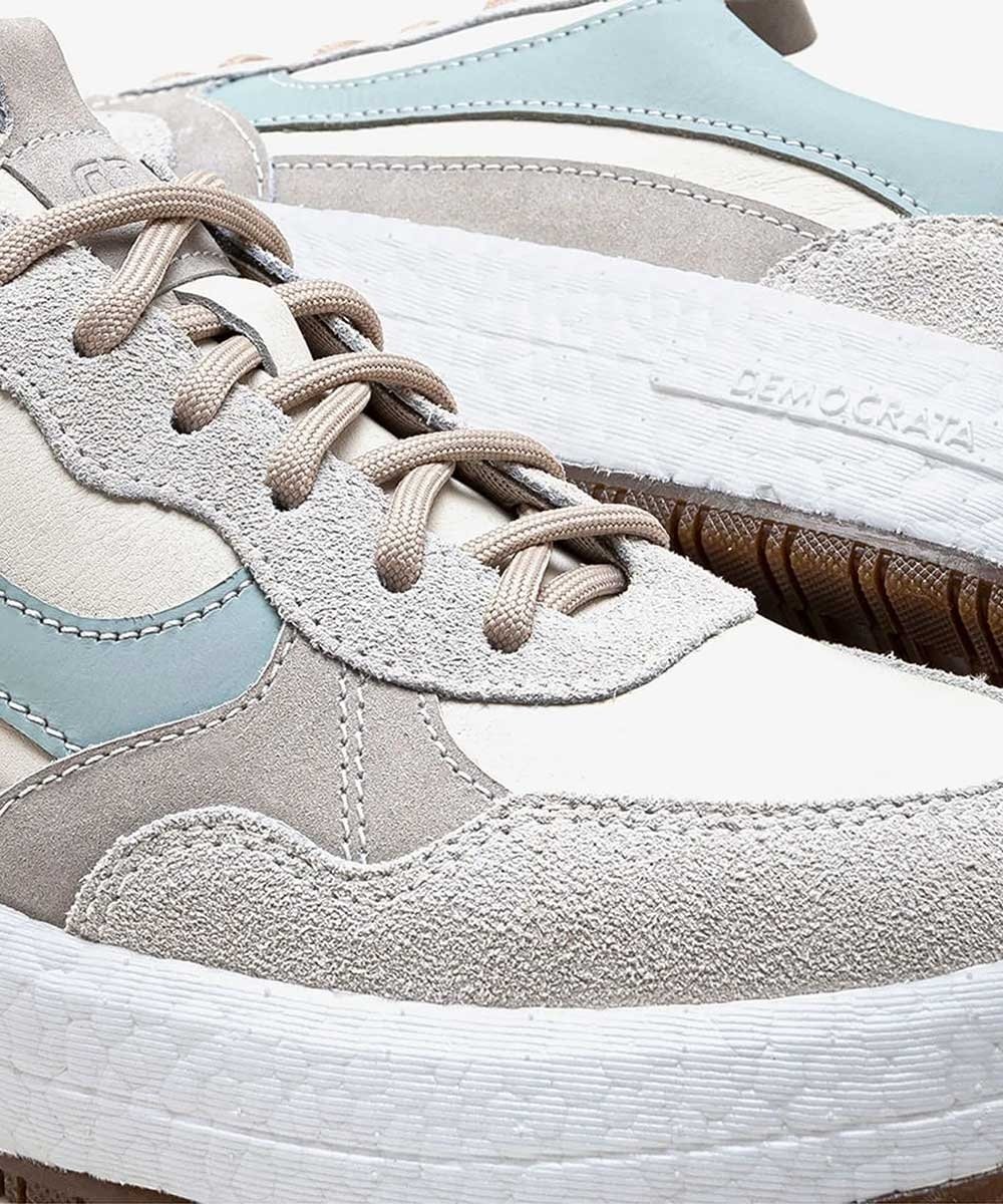 Sapatenis Feminino Democrata Denim Drake Pulse Knit Off White Cinza 4