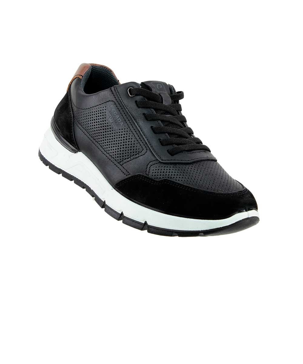 Tênis Casual Masculino Pegada Couro Preto Preto 2