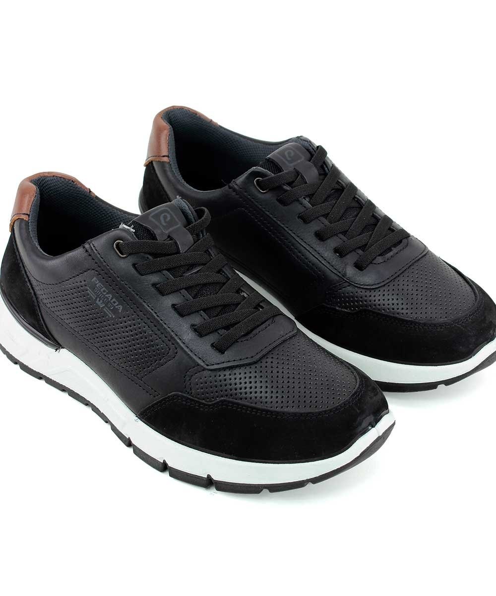 Tênis Casual Masculino Pegada Couro Preto Preto 4