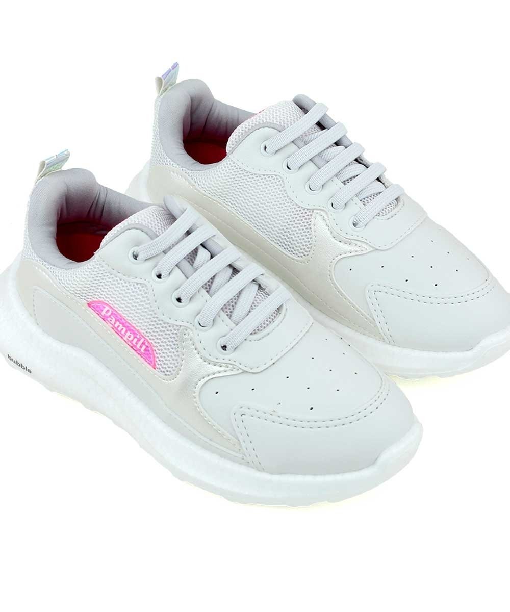 Tênis Infantil Pampili Bubble Telado Branco Prata 3