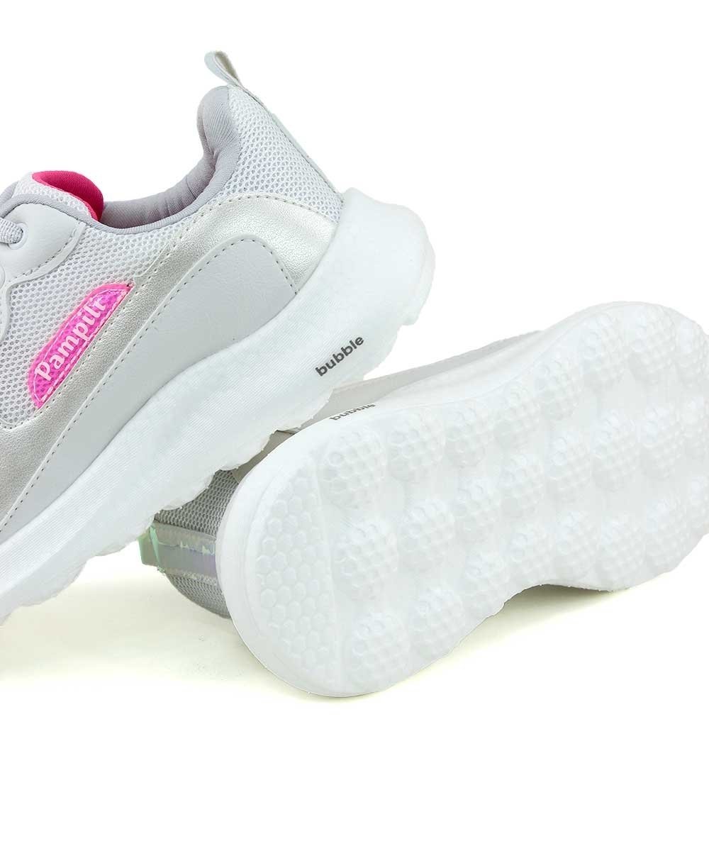 Tênis Infantil Pampili Bubble Telado Branco Prata 4