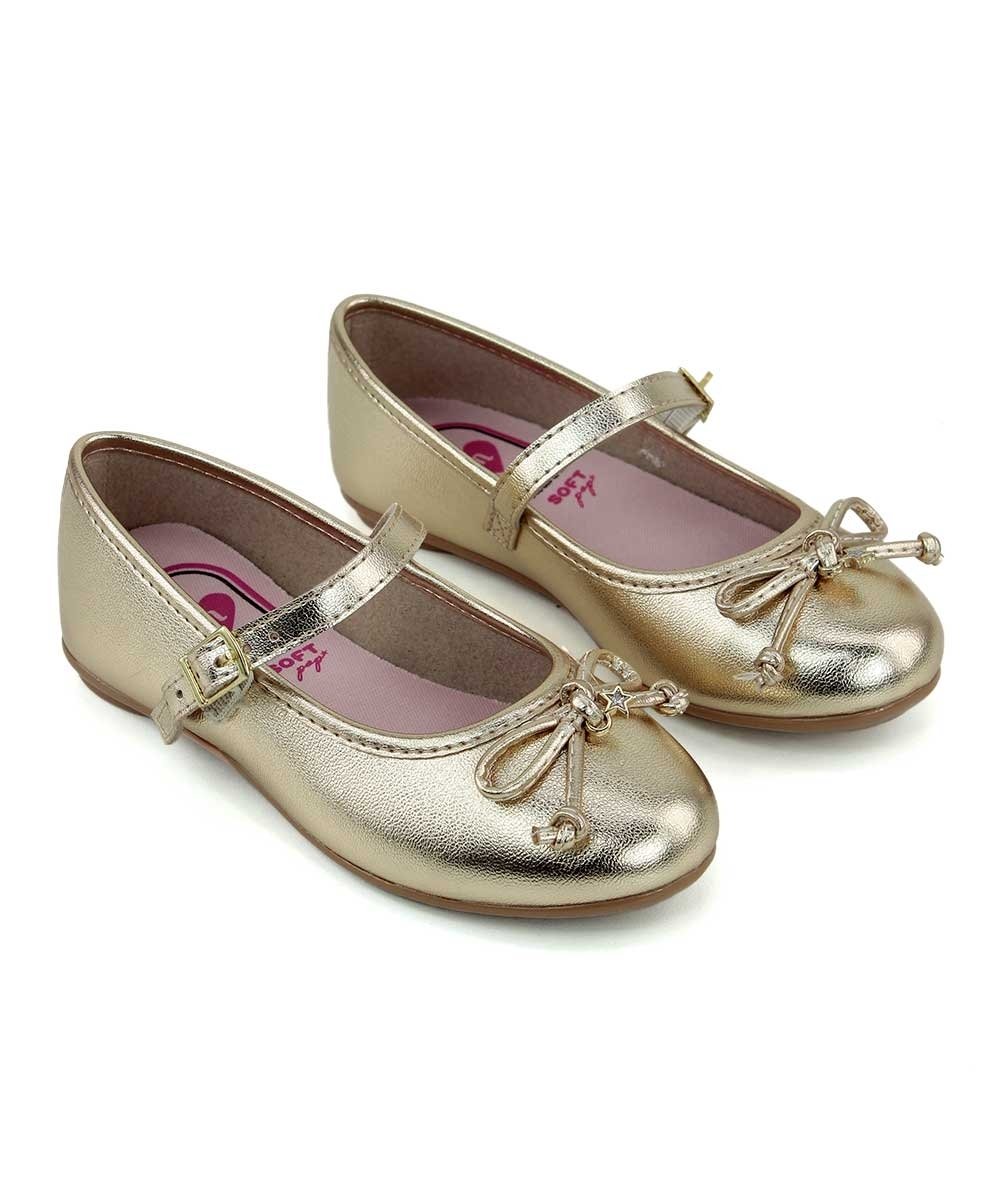 Sapatilha Infantil Molekinha Soft Laço Dourado Dourado 4