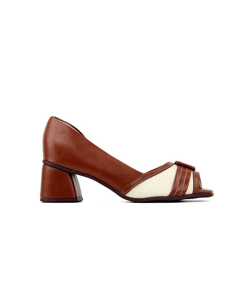 Sapato Feminino Piccadilly Adriana Salto Médio Caramelo Marrom