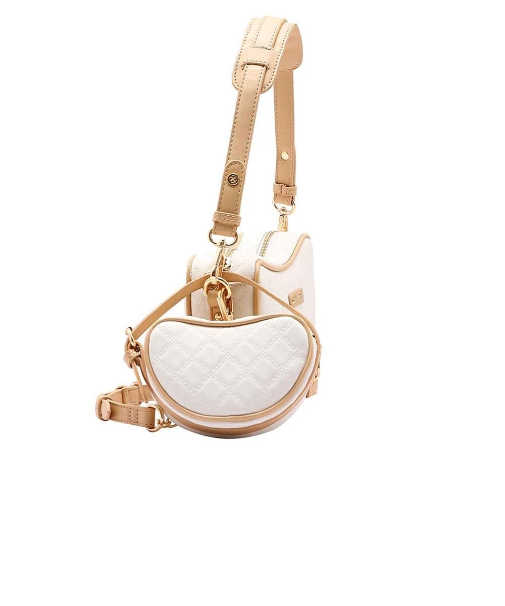 Bolsa Feminina Cute Ombro Chenson Matelassê Nude Branco 2