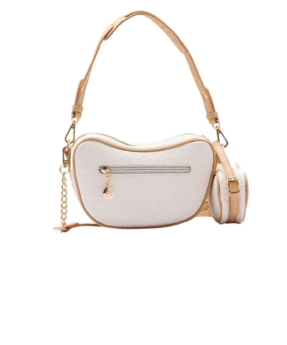 Bolsa Feminina Cute Ombro Chenson Matelassê Nude Branco 3