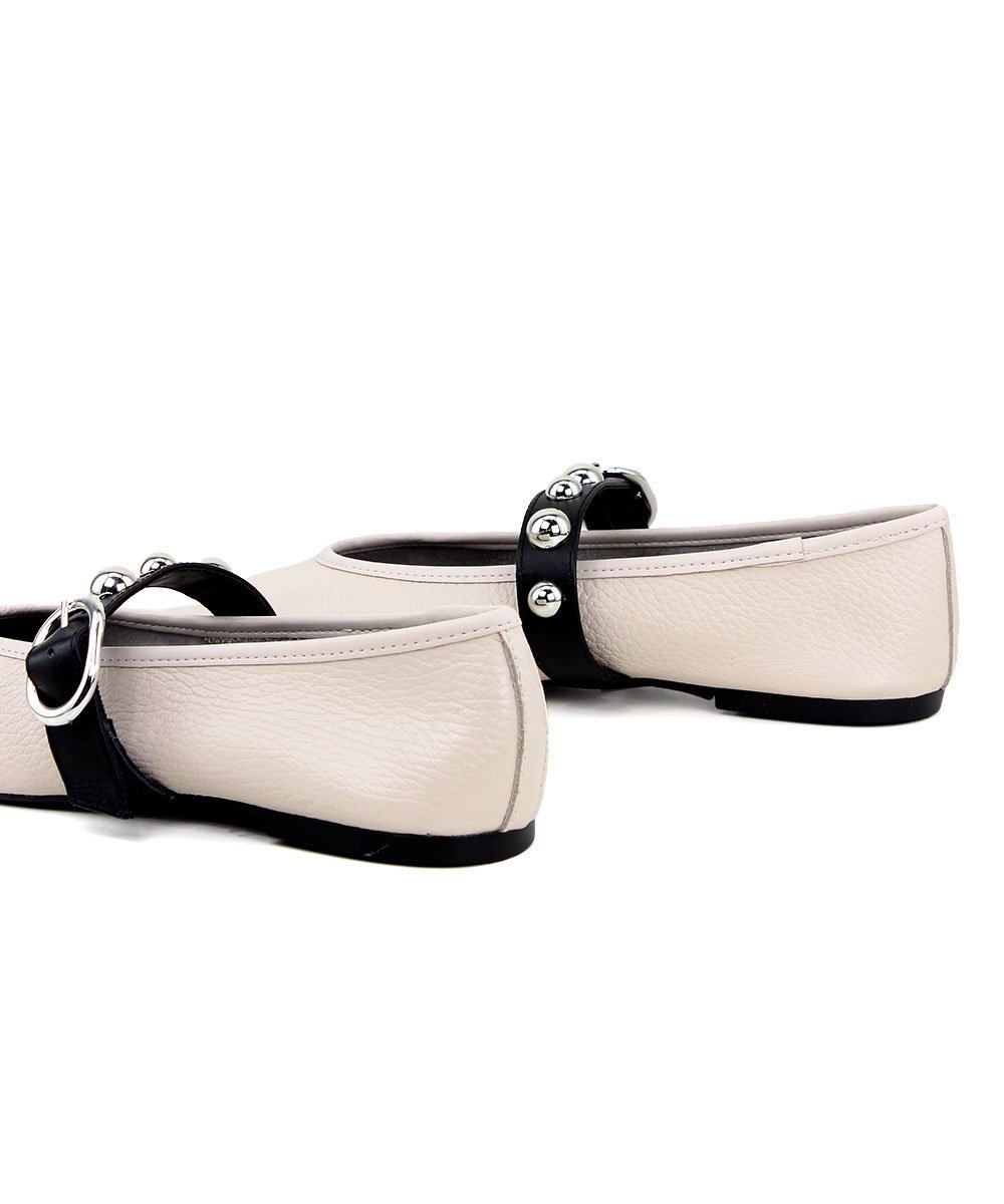 Sapatilha Giulia Domna Fivela Adereço Couro Off White Branco 5