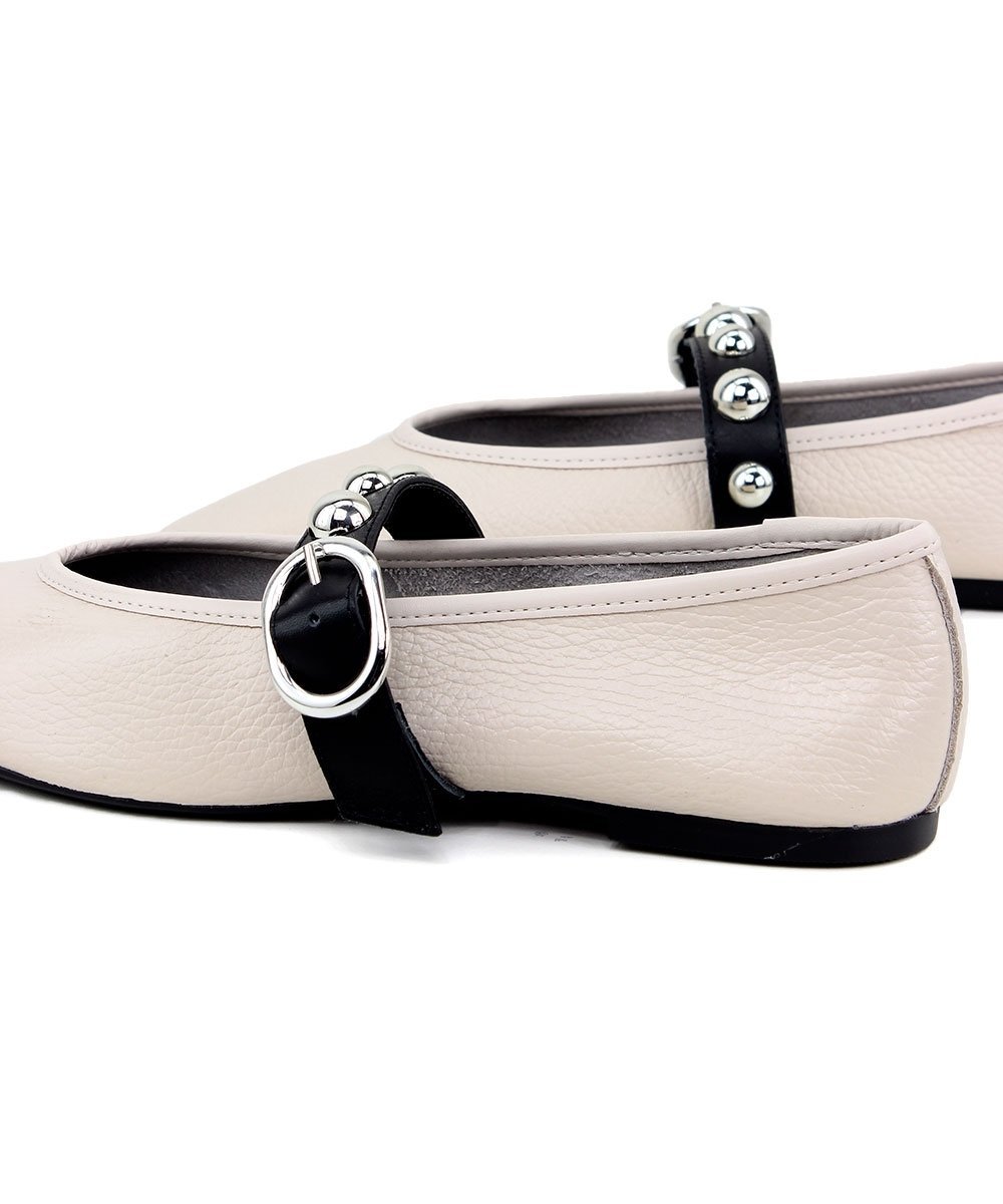 Sapatilha Giulia Domna Fivela Adereço Couro Off White Branco 6