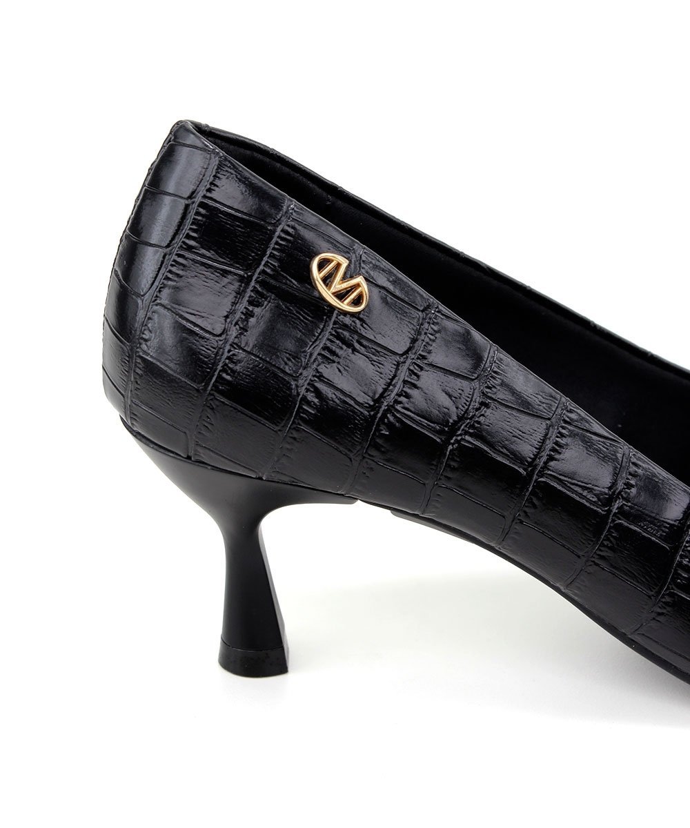 Scarpin Via Marte Bico Fino Croco Preto Preto 5