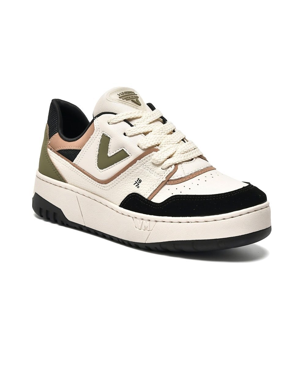 Tênis Casual Via Marte 1977 Branco/Preto Bege 2