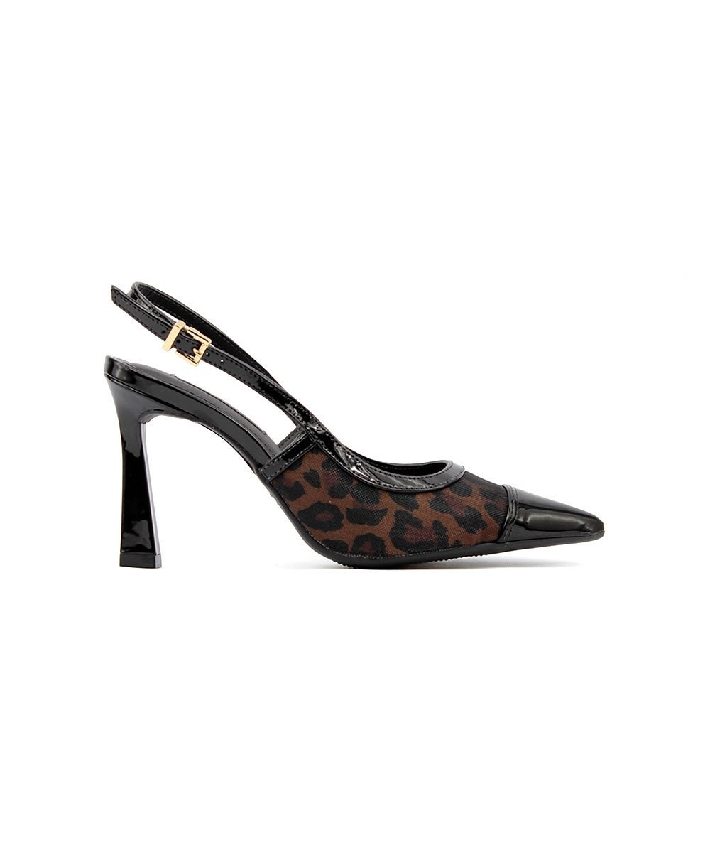 Sapato Slingback Via Marte Salto Alto Fino Preto