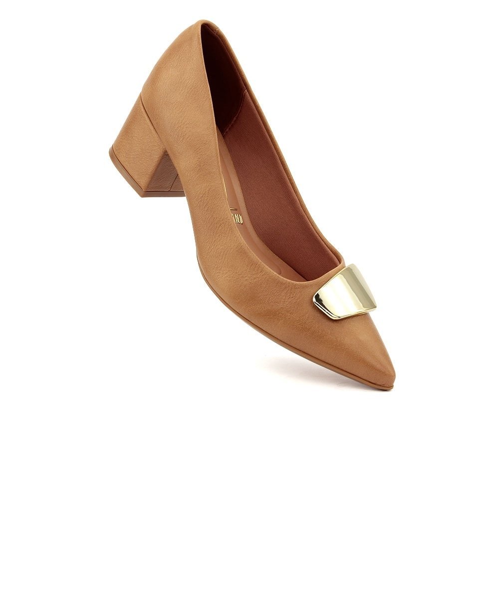 Sapato Scarpin Vizzano Salto Médio Areia Bege 2