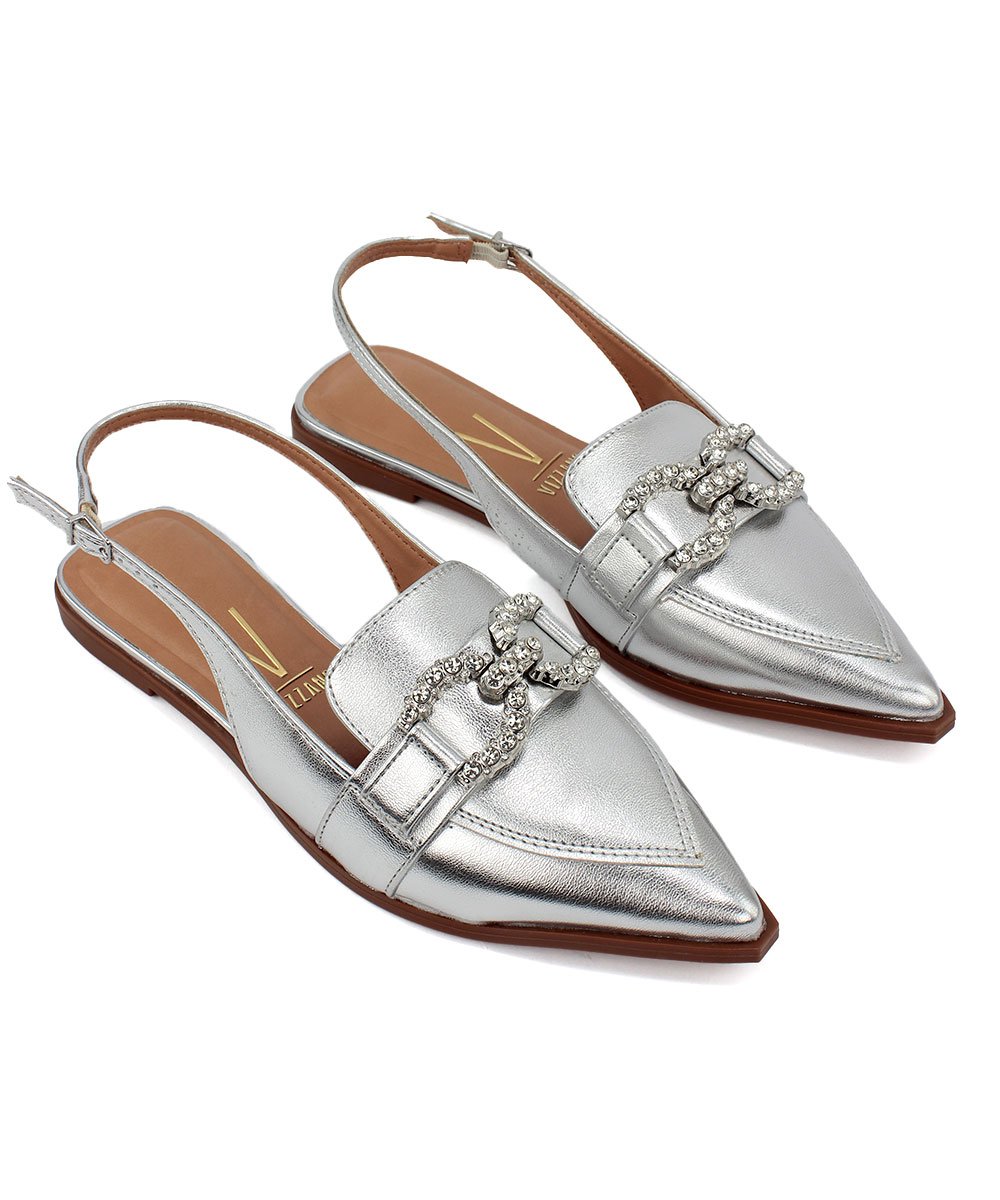 Sapato Slingback Vizzano Salto Baixo Prata Prata 3