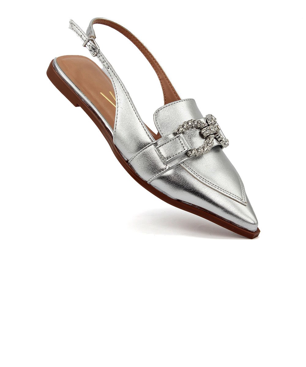 Sapato Slingback Vizzano Salto Baixo Prata Prata 5