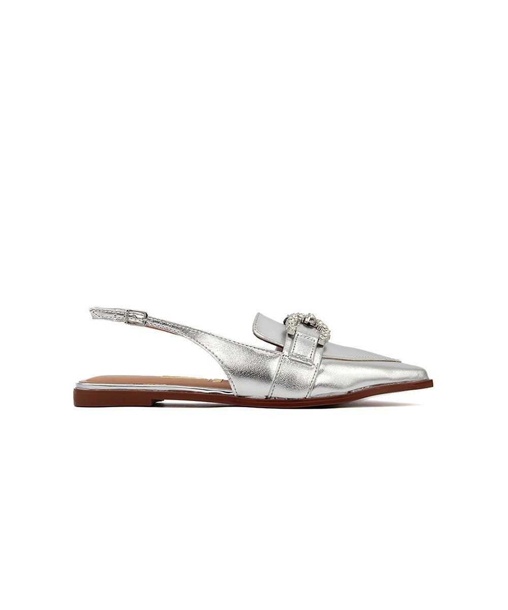 Sapato Slingback Vizzano Salto Baixo Prata