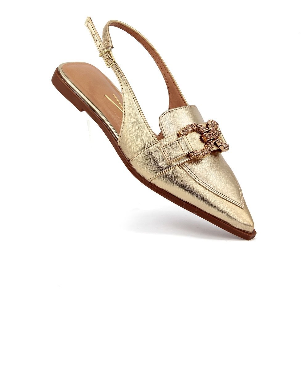 Sapato Slingback Vizzano Salto Baixo Dourado Dourado 2