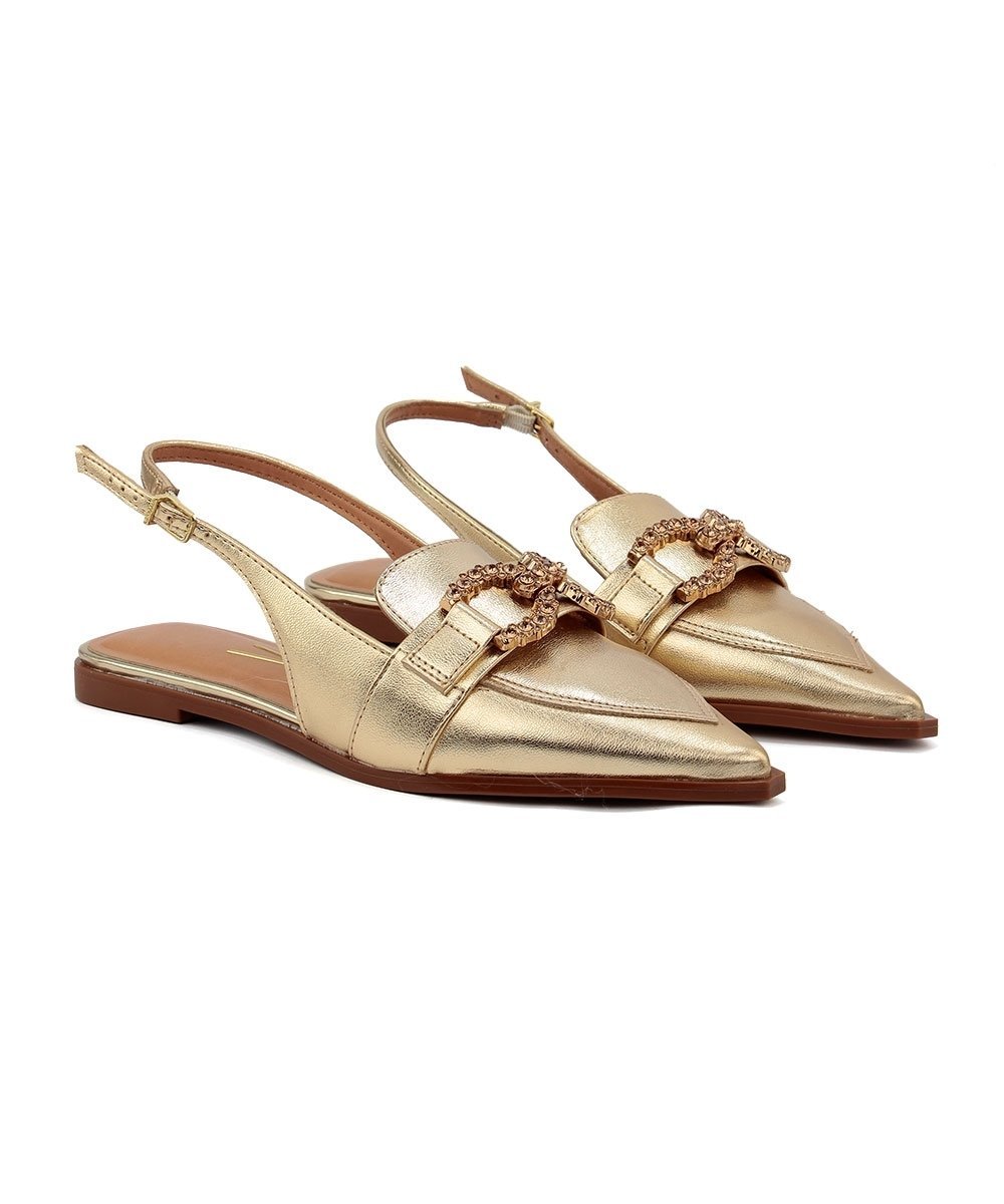 Sapato Slingback Vizzano Salto Baixo Dourado Dourado 3