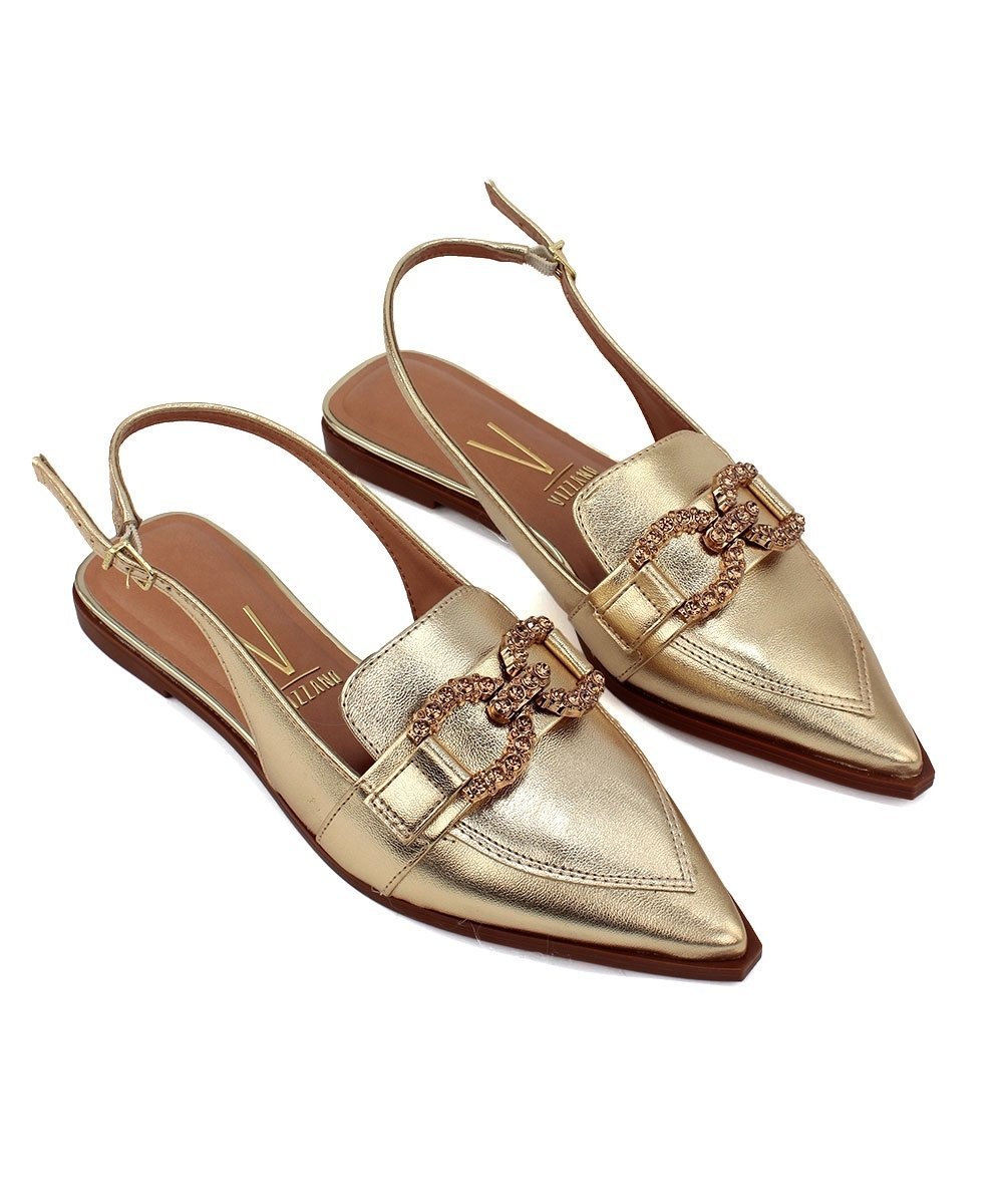 Sapato Slingback Vizzano Salto Baixo Dourado Dourado 4