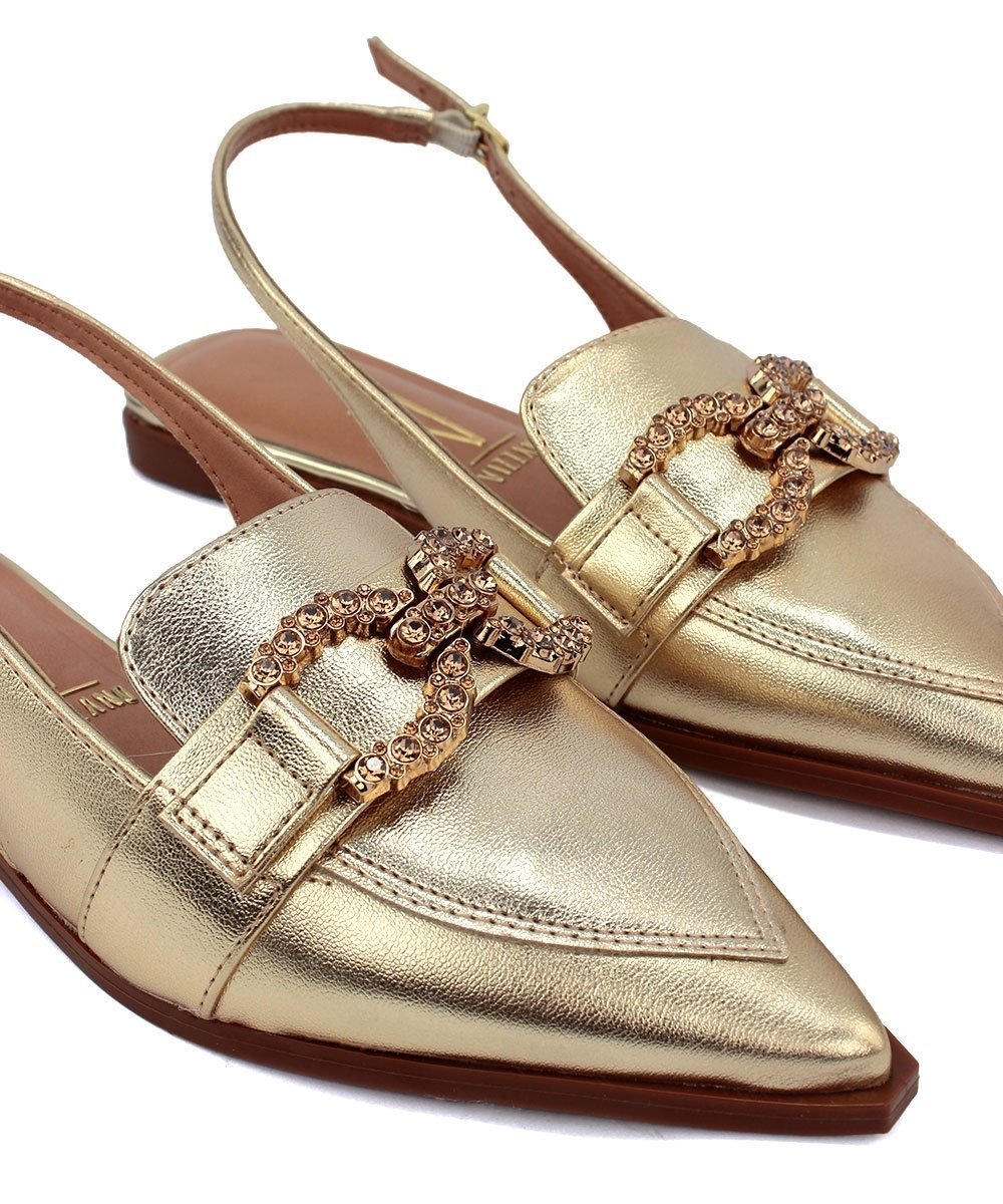 Sapato Slingback Vizzano Salto Baixo Dourado Dourado 5