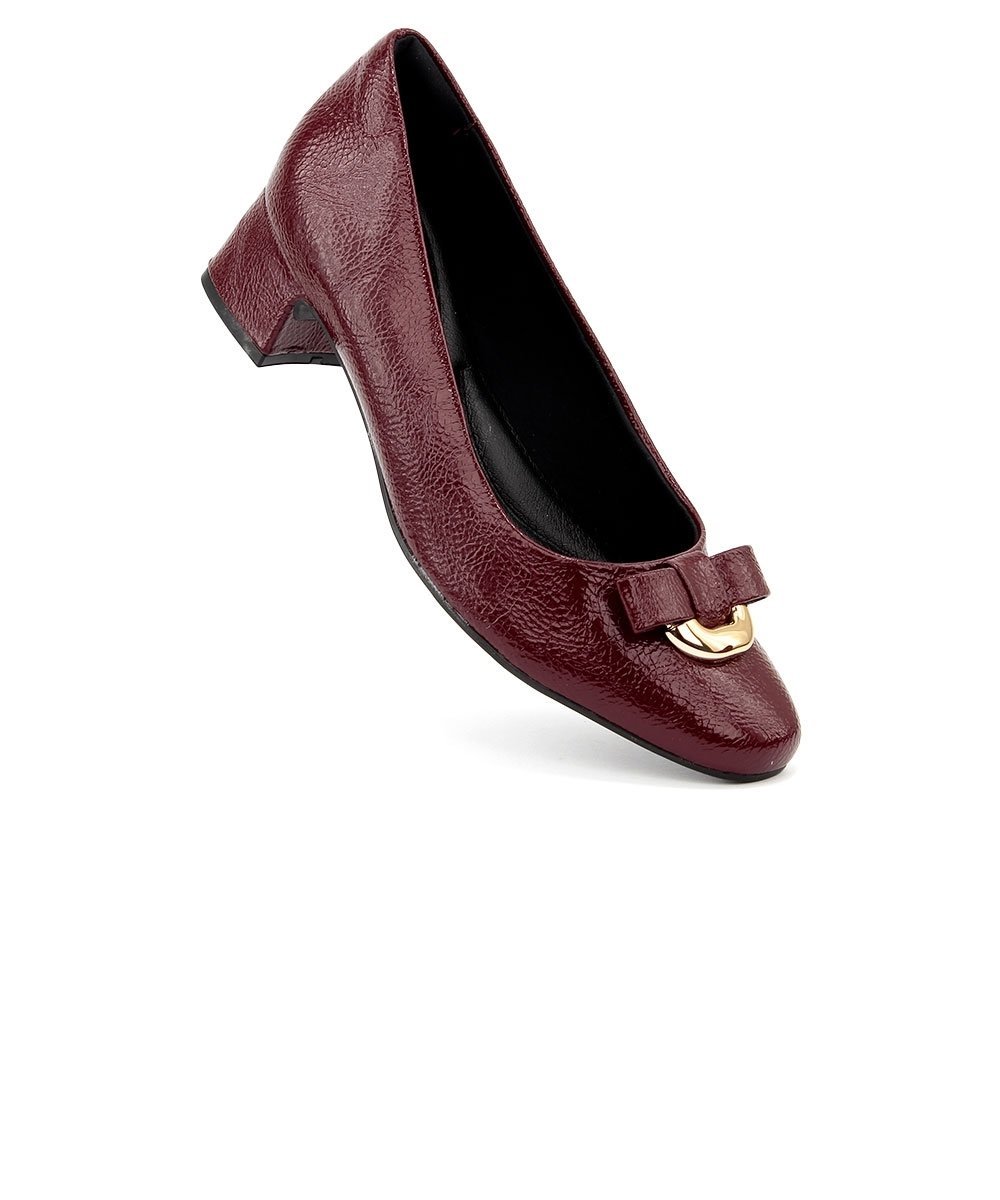 Sapato Scarpin Comfortflex Salto Médio Vinho Vinho 2