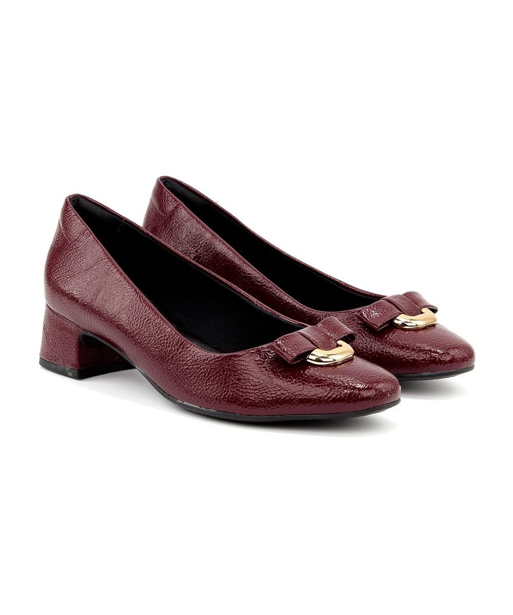 Sapato Scarpin Comfortflex Salto Médio Vinho Vinho 4