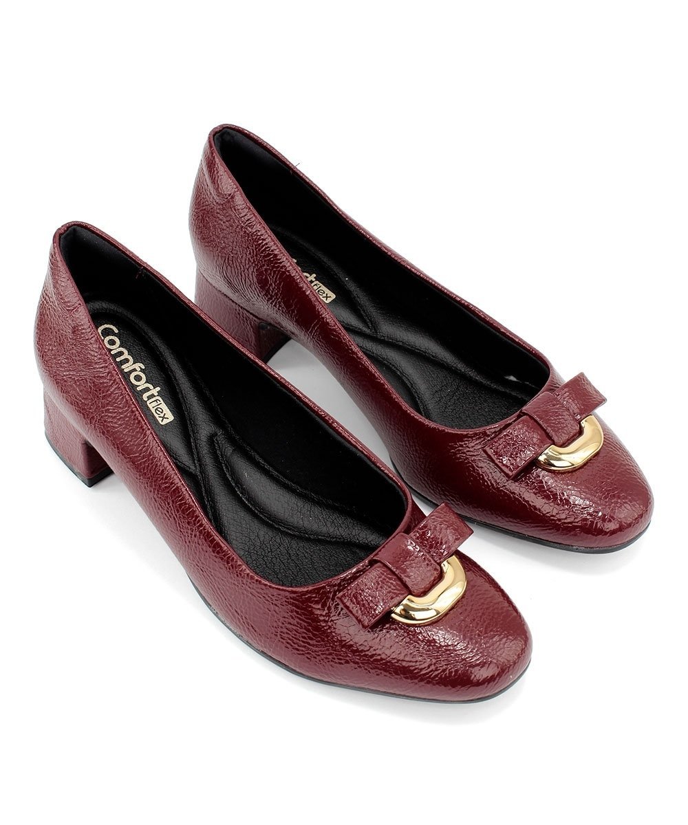 Sapato Scarpin Comfortflex Salto Médio Vinho Vinho 5