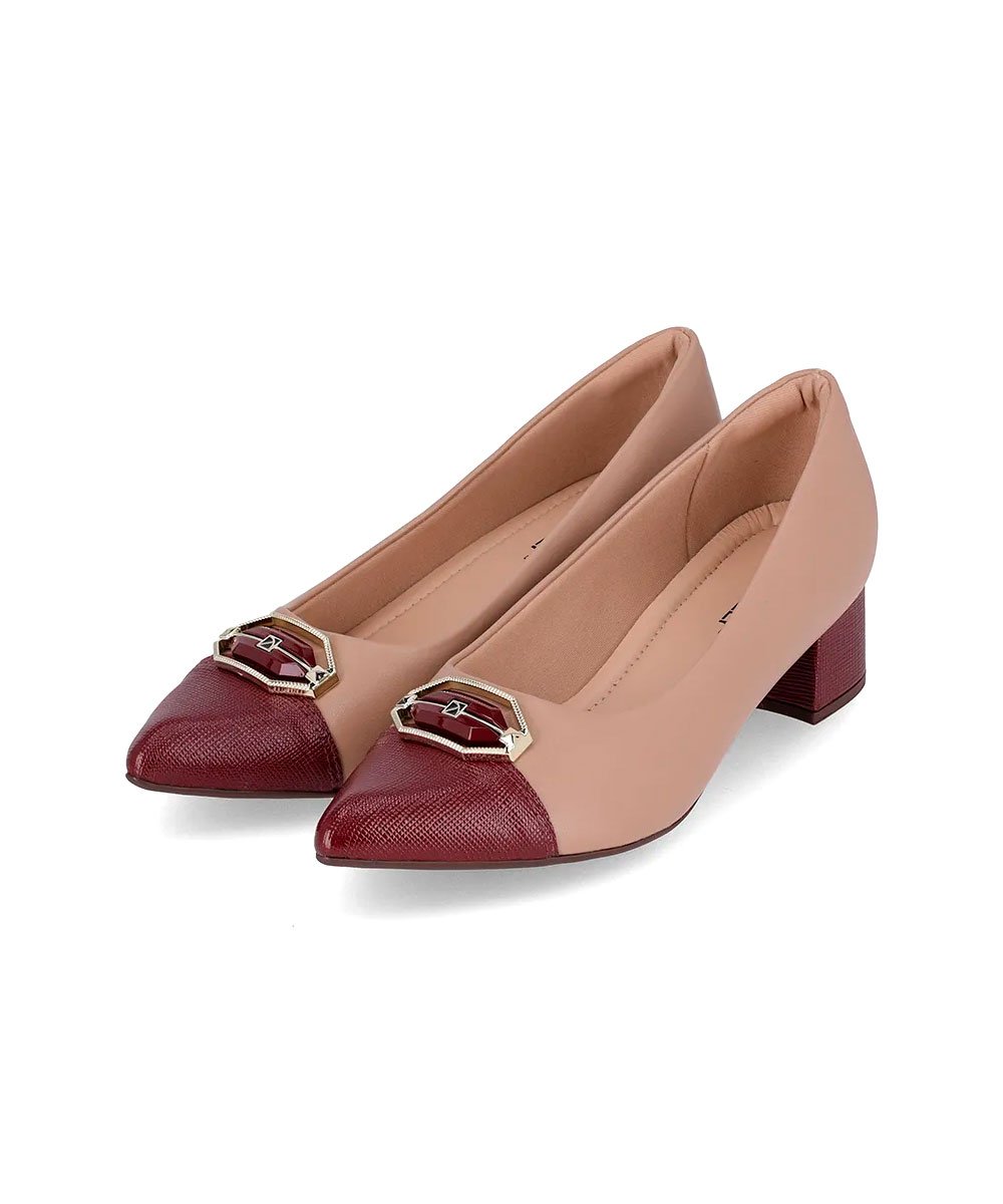 Sapato Scarpin Piccadilly Taci Salto Médio Bege Bege/Marrom 3