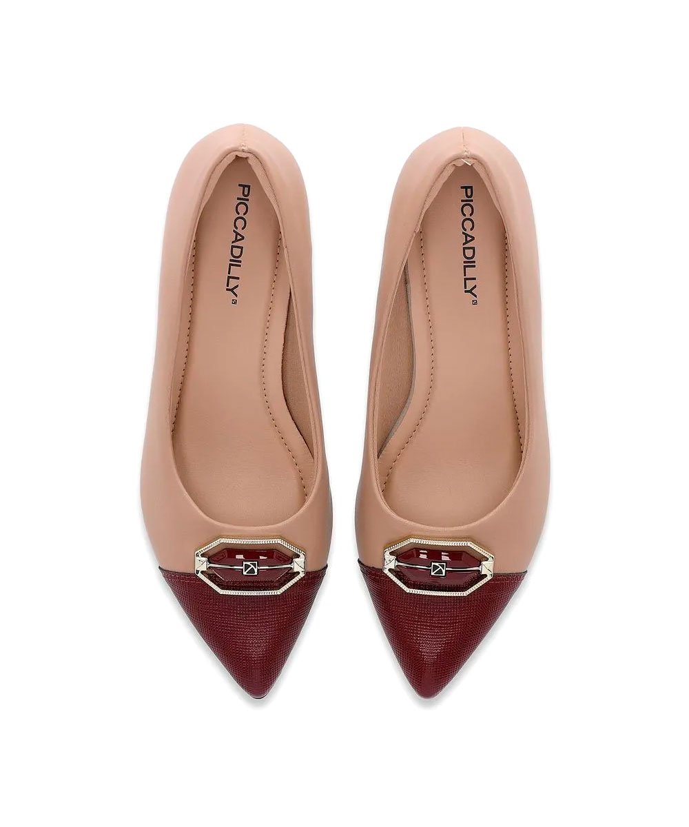 Sapato Scarpin Piccadilly Taci Salto Médio Bege Bege/Marrom 4