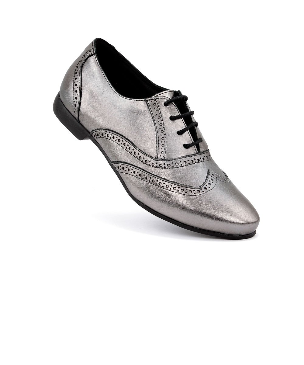Sapato Oxford Feminino Pixolé Couro Onix Prata 3