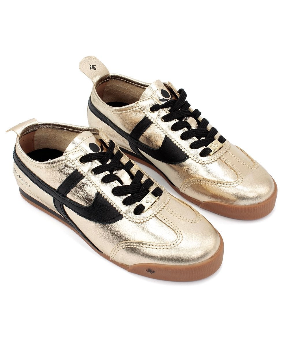 Tênis Feminino Cravo E Canela Couro Ouro Dourado/Preto 4