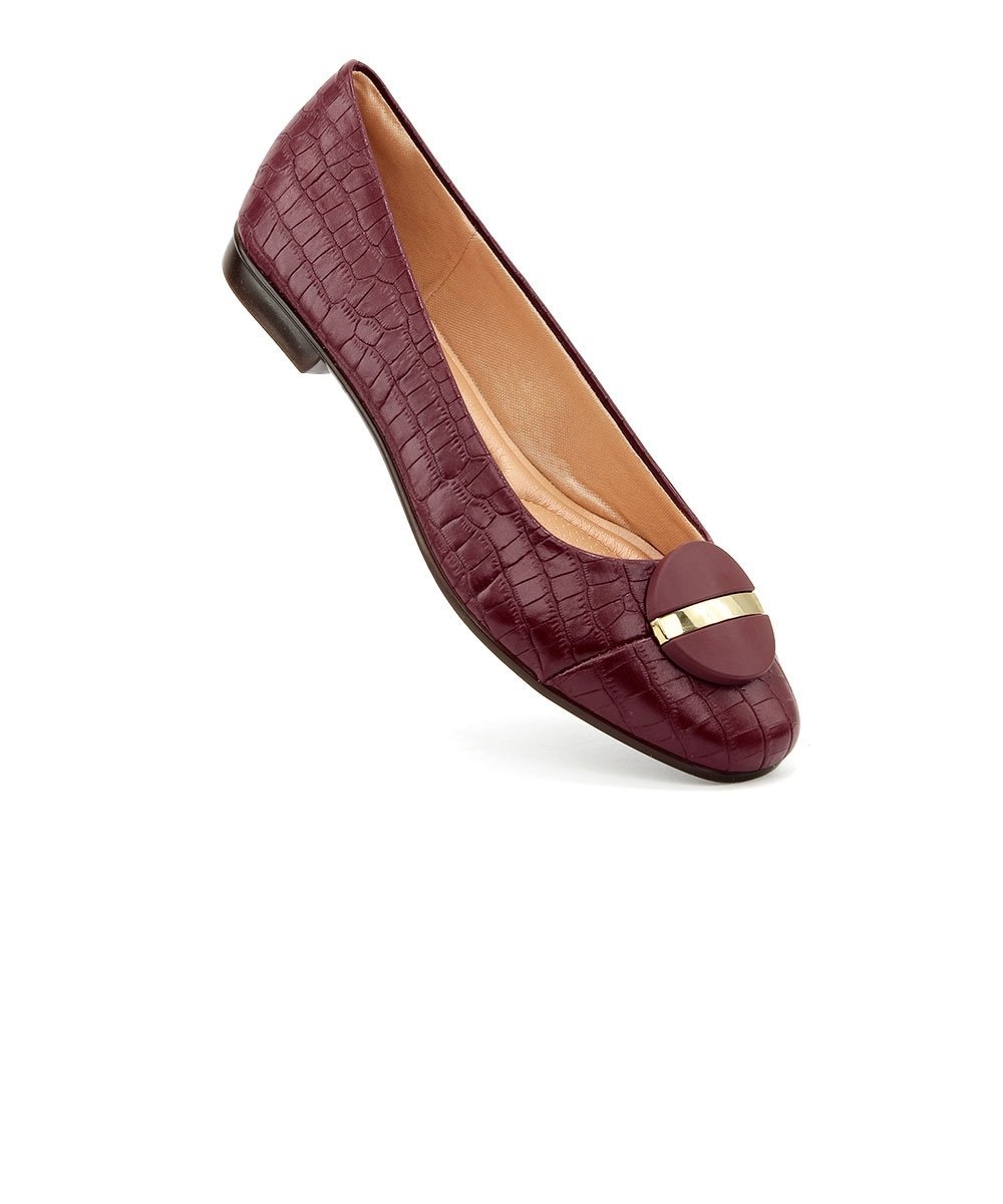 Sapatilha Light Gel Bico Redondo Croco Vinho Vinho 2