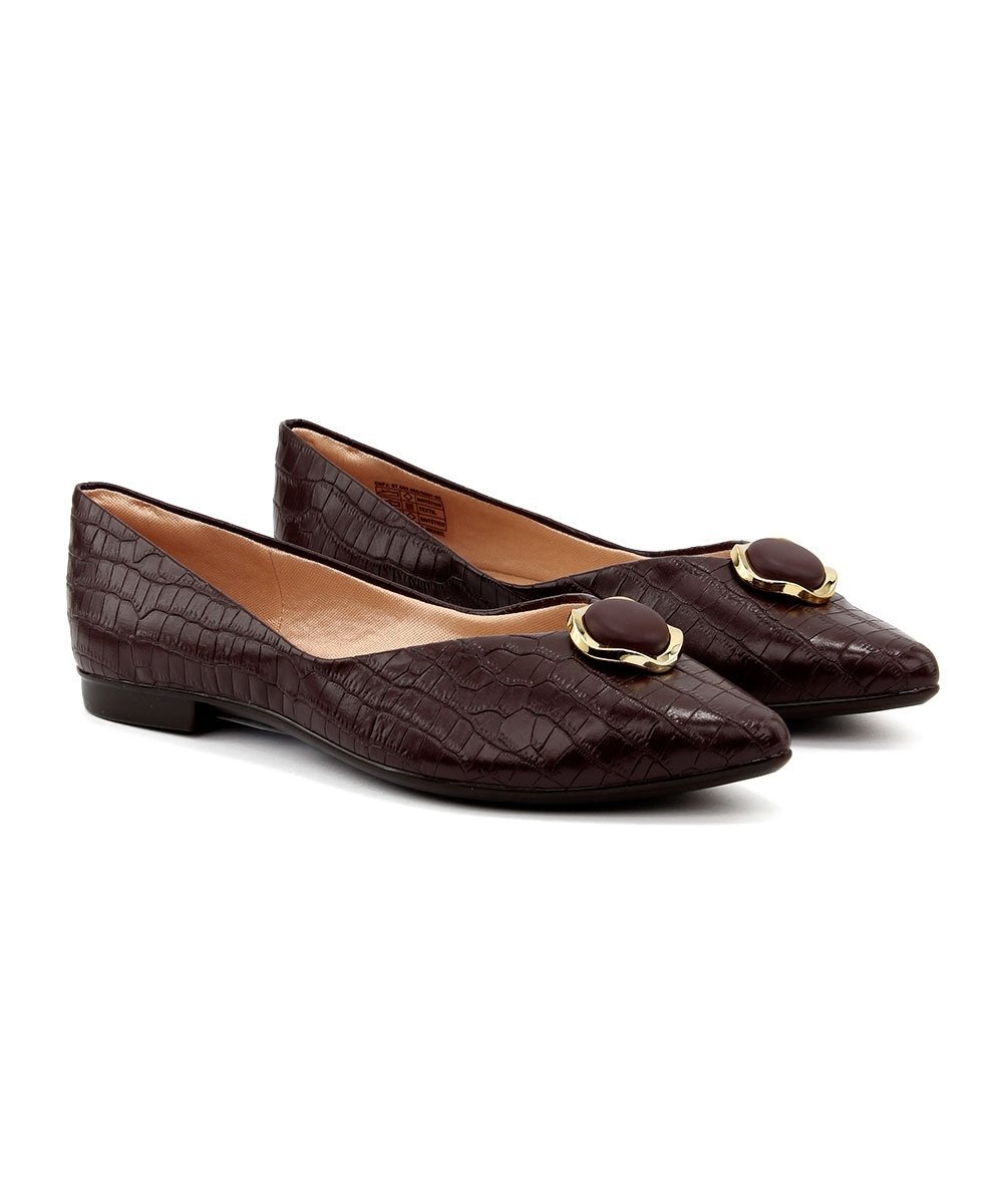 Sapatilha Light Gel Bico Fino Croco Café Marrom 3