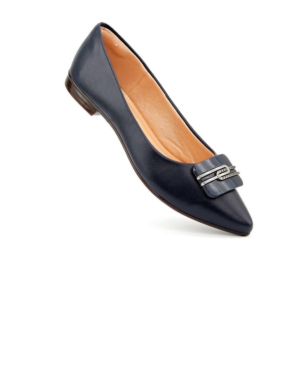 Sapatilha Light Gel Bico Fino Marinho Preto 2