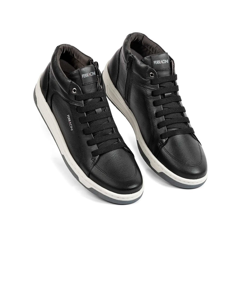 Sapatênis Masculino Ferracini Vox Couro Preto Preto 2