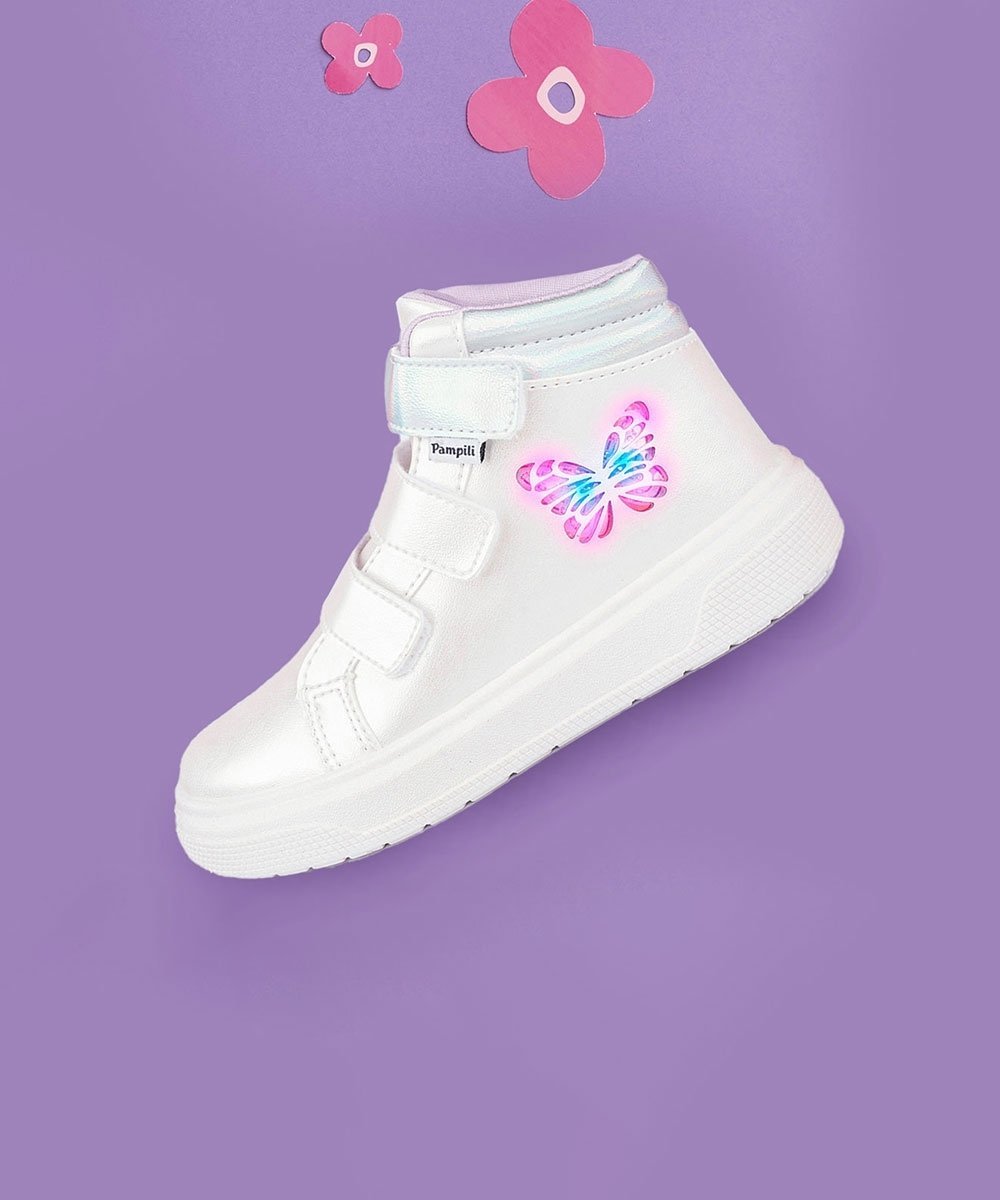 Tênis de Led Infantil Pampili Xp24 Borboleta Branco Branco 3