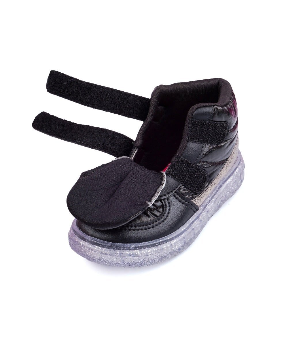 Tênis de Led Infantil Pampili Luz Strass Preto Preto 7