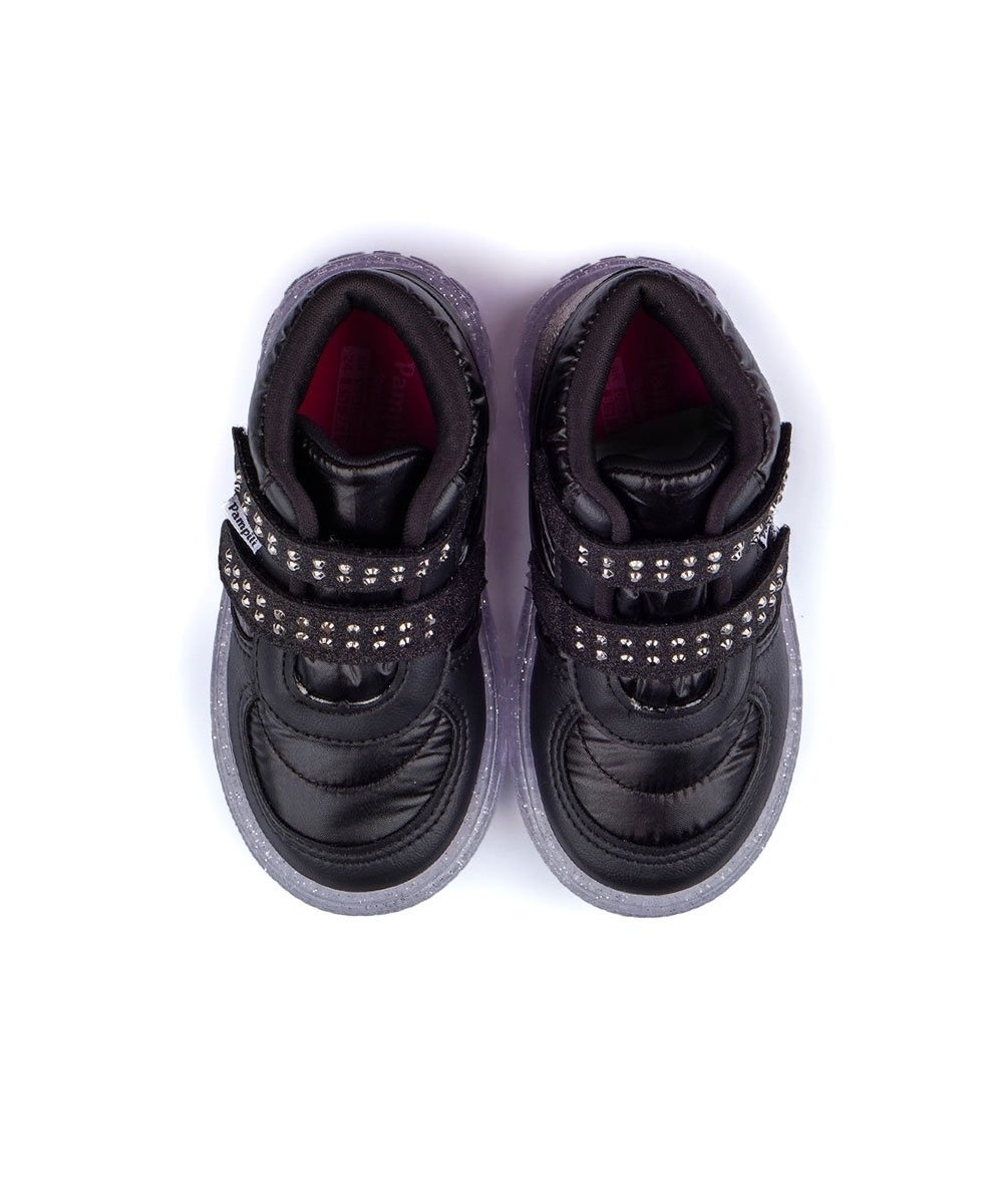 Tênis de Led Infantil Pampili Luz Strass Preto Preto 9