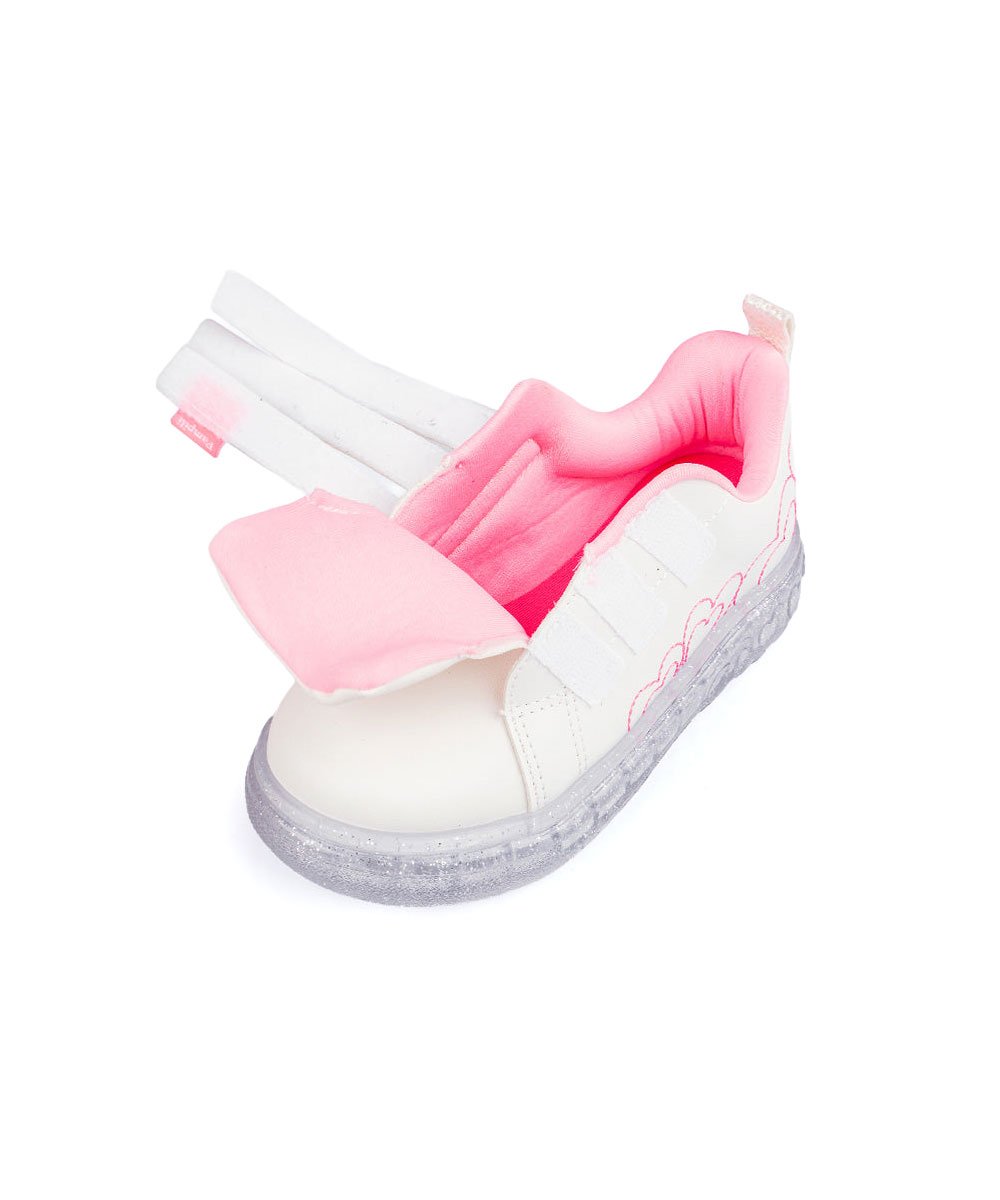 Tênis de Led Infantil Pampili Luz Coração Branco Branco 4