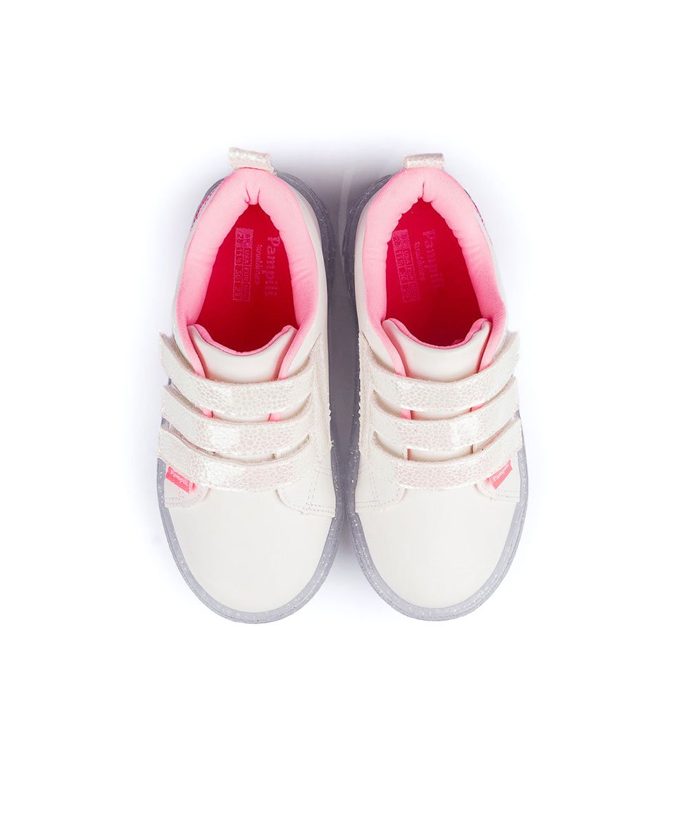 Tênis de Led Infantil Pampili Luz Coração Branco Branco 6