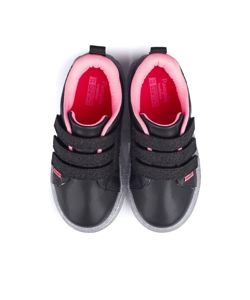Tênis de Led Infantil Pampili Luz Coração Preto Preto 5