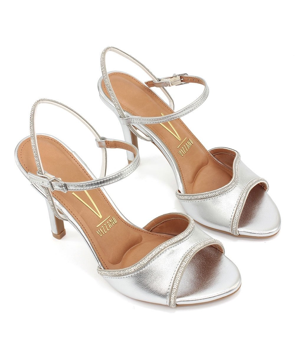 Sandália Vizzano Tiras Salto Alto Prata Prata 3